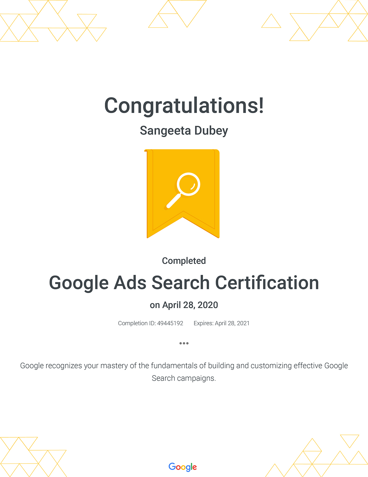 Google Ads Search Certification