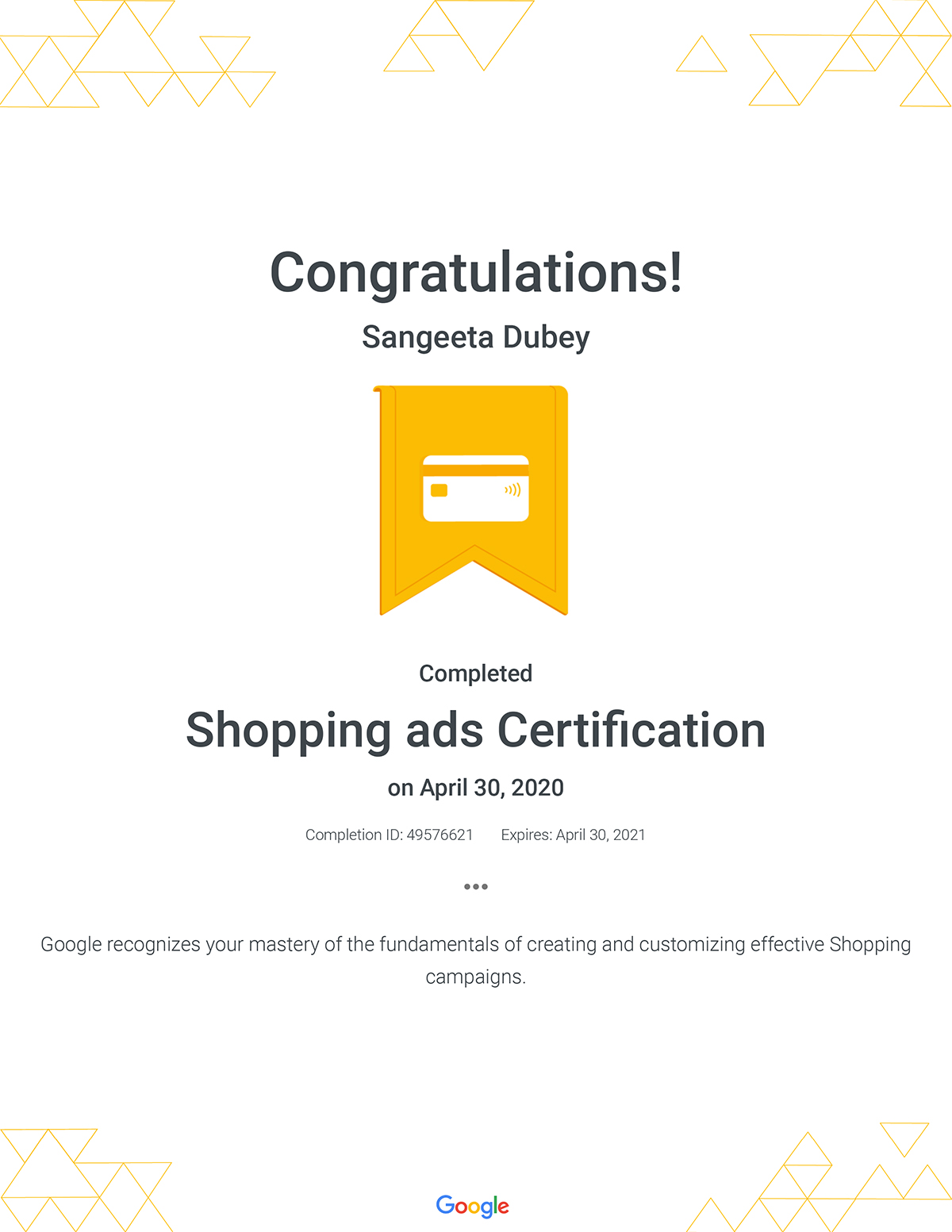 Shopping ads Certification